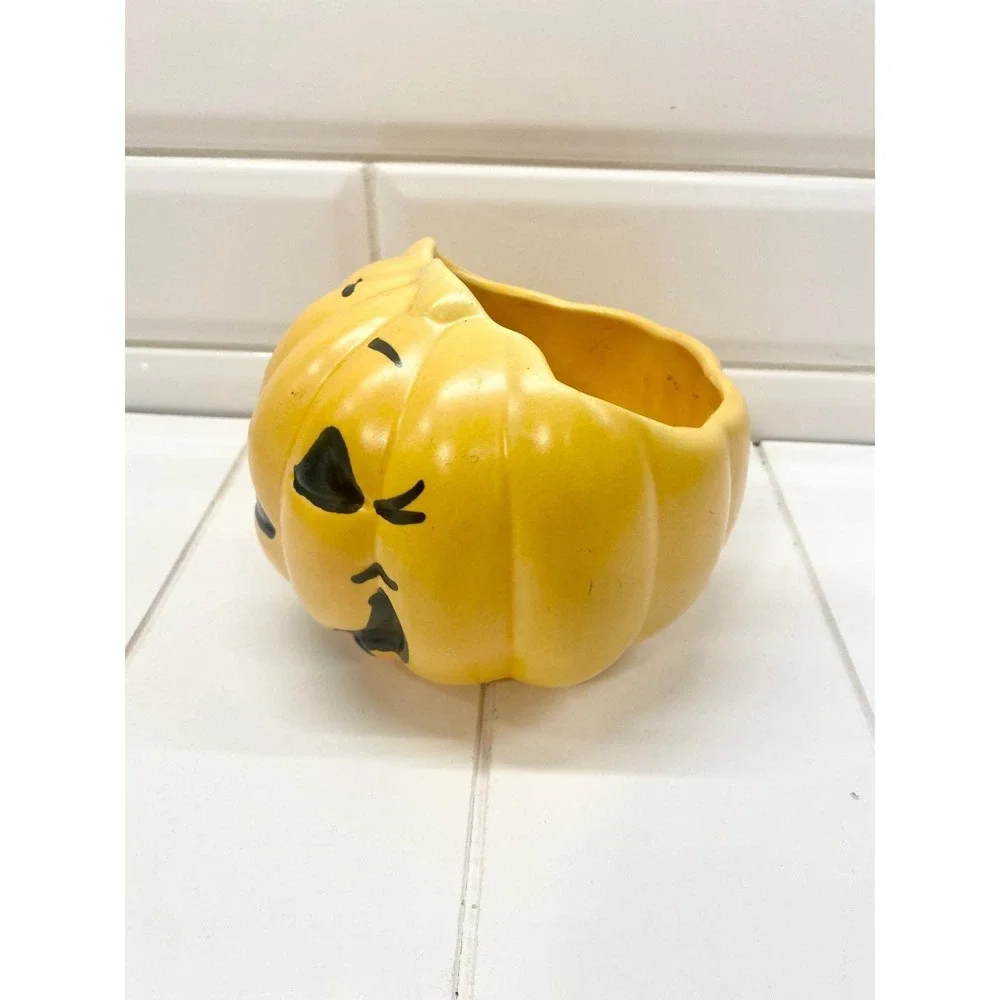 Vintage‎ Haeger Pottery Spooky Pumpkin Planter, Retro Halloween Bowl